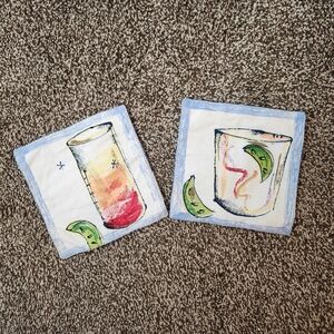 Crate & Barrel Fabric Cocktail Coasters 6" X 6"